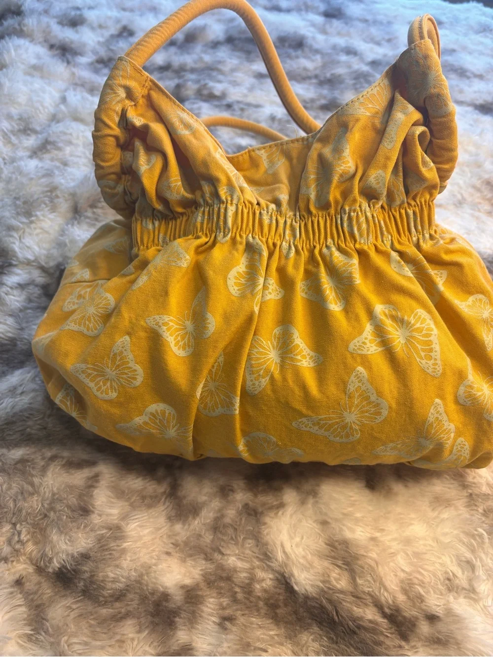 Yellow Butterfly Print Shoulder Bag